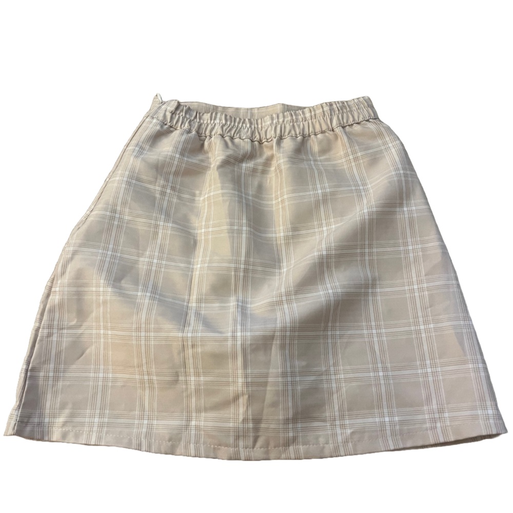 Cream plaid skirt